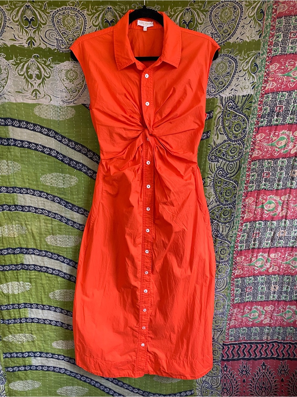 Ramy Brook Bright Lily Mihal Twisty Top Button Down Midi Dress Size Medium - Picture 2 of 15